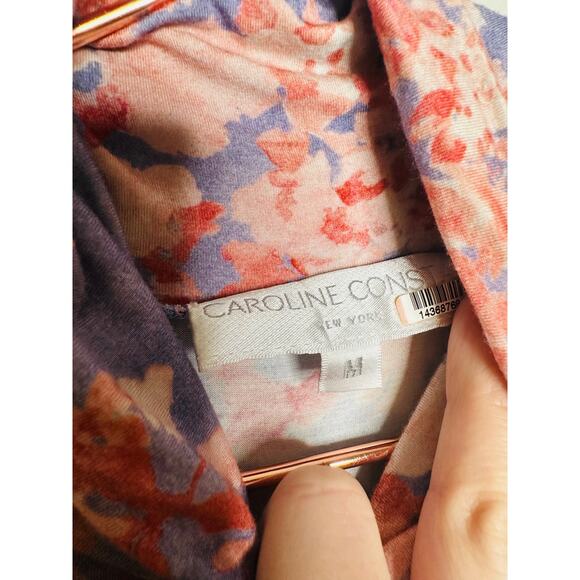 CAROLINE CONSTAS Blue Floral Mock Neck Sleeveless Trumpet Brigitta Gown Size M - Picture 8 of 15